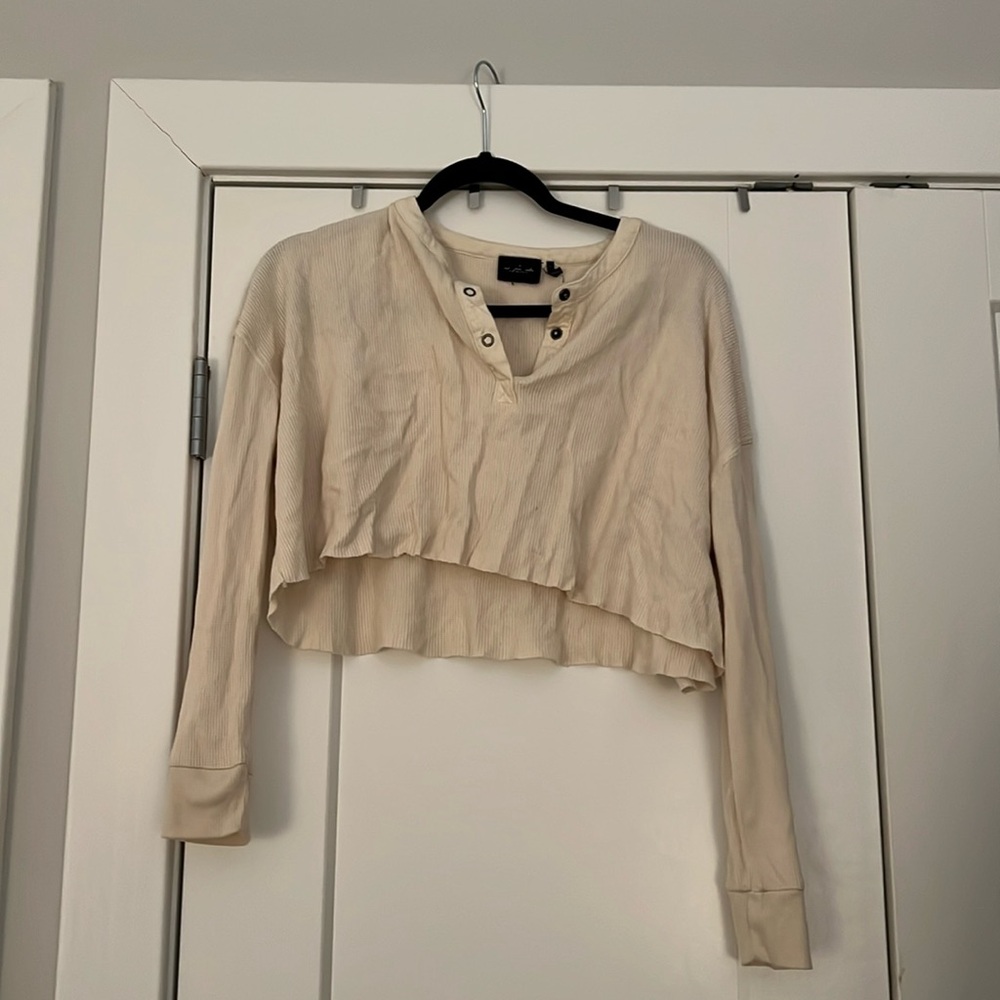 Out from under cropped waffle shirt